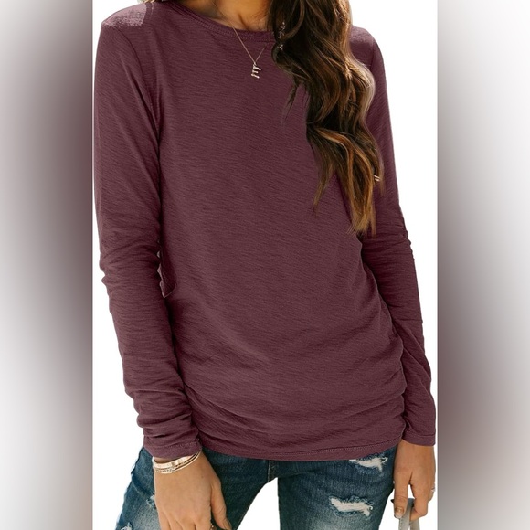🌺 AUTOMET Women's Burgundy Wine Long Sleeve Top Size M - Picture 1 of 8